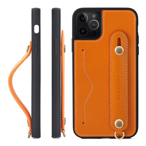 HANATORA for iPhone 15ProMax �P�[�X �{�v �ϏՌ� �w�ʃx���g �X�g���b�v�����O �X�}�z�P�[�X �X�}�z �X�^���h�@�\ �l�b�N�X�g���b�v �t�� �C�^���A�����U�[ �M�t�g �I�����W CGH-15ProMax-Orange