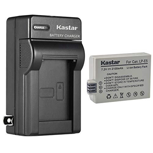 Kastar 1-Pack Battery and AC Wall Charger Replacement for Canon LP-E5 LPE5 Battery Canon LC-E5 LC-E5C LC-E5E Charger Canon EOS Rebel XSi EOS Rebel XS EOS Rebel T1i EOS 450D Cameras