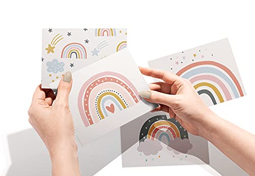 Image of Twigs Paper - 12 Vibrant Rainbow Blank Greeting Cards with Envelopes - 4 Different Design Cute Stationery Set for All Occasions - Assorted Rainbow Bulk Set - Made in USA (5.5 x 4.25, Set of 12)