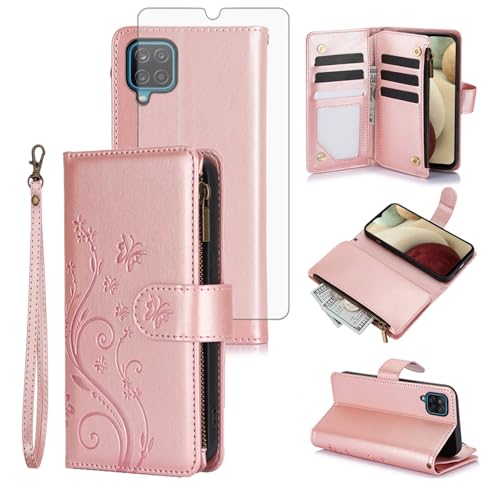 Coque Samsung Galaxy A12 Asuwish or rose anti-choc pour éviter les fissures