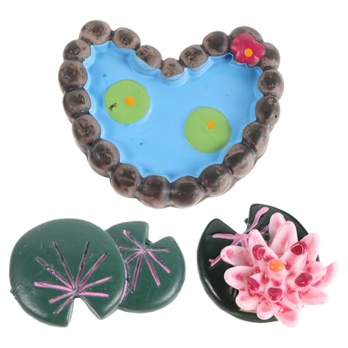 DOITOOL 3 Minifiguras de Loto para Estanque de césped, nenúfar Artificial, Accesorios para Bricolaje, jardín de Hadas en Miniatura, Acuario, Manualidades, terrario, Plantas en Maceta, decoración.