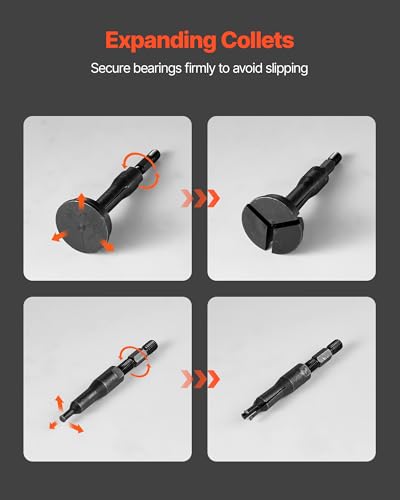 Image of VEVOR Blind Hole Bearing Puller Set, 16-in-1 Inner Bearing Race and Seal Extractor Kit, 16 PCS Slide Hammer Pilot Insert Inner Internal Bearing Removal Tool Set with 10 Split Collets and Counterstay