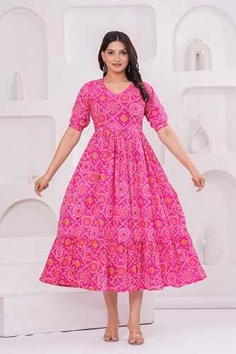 Image of Stylish Women's Pure Cotton All Over Printed Kurti Gown, Maternity Dress, and Feeding Dress - Comfortable and Elegant Maternity Wear for Women