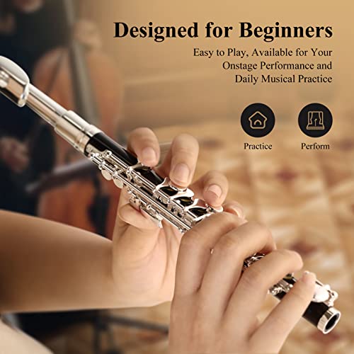 Eastar Piccolo Instrument for Beginners Students, Key of C Flute, Resin, Hard Case, Cleaning Kit, Gloves, 2-Piece, Black, EPC-3S by Eastar - Image 5