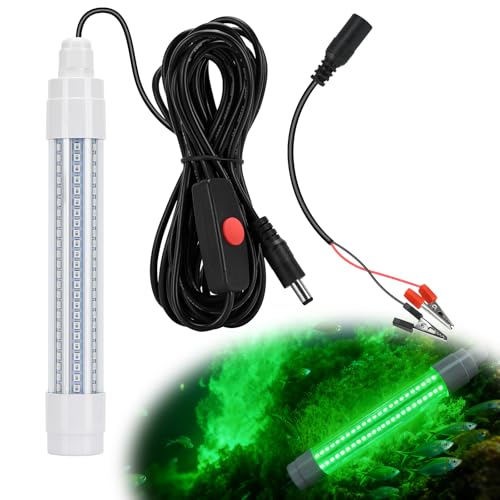 Underwater Green Fishing Light, IP68 Waterproof 12V Brightness LED Underwater Fishing Light for Fish Crappie and Squid Attracting, 1600 lumens for Boats Docks Kayaks Marines (16.4ft)