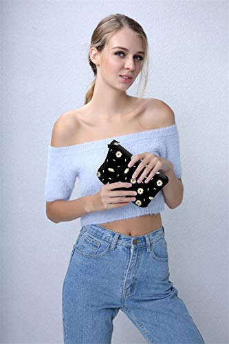 Deanfun Cosmetic Bag For Women, Durable Polyester Makeup Bag Organizer Travel Waterproof Roomy Accessories Daisy Purse Bag Gifts(52366) #TOP2