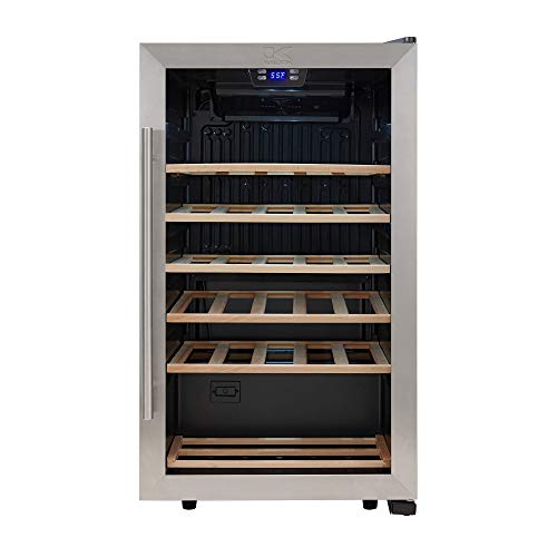 Kalorik WCL 43915 SS Cooler 33Bottle Compressor Wine Cellar, Stainless Steel, Black Body Mini