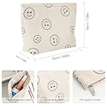 Cosmetic bag Makeup bag Preppy Cute Corduroy Toiletry bag for women travel essentials (Full beige) - Image 2