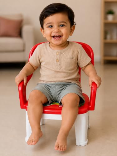 Image of Kids Study Chair with Backrest | Comfortable, Durable & Lightweight Chair for Children - Perfect for Study, Dining & Play (BalComfort Lite, Red)