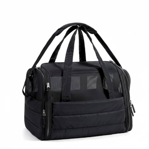 Sac de transport pliable noir, caisse respirante lavable déplacement