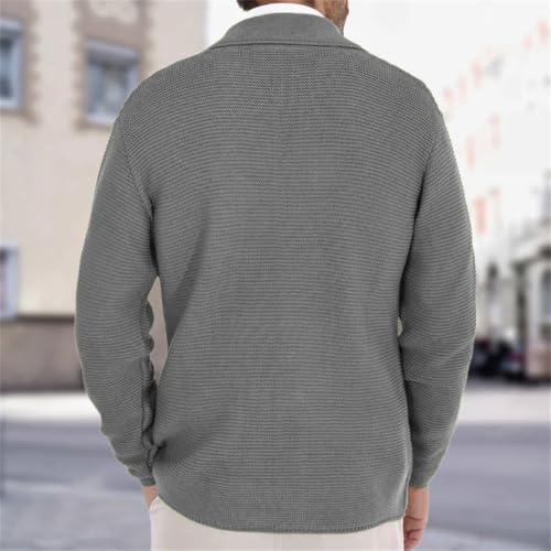 Men's European and American Plus-Size Autumn and Winter Slim-Fit Lapel Double-Breasted Knitted Cardigan Sweater.2