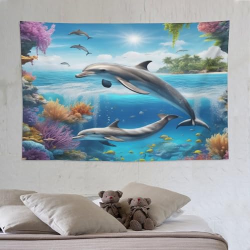 Tapisserie dauphin PAZZK 150×230cm pour décoration murale de chambre