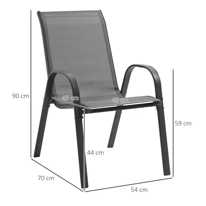 Image of Creative Outdoor Chair Set Sleek & Durable Patio Chairs with a Breathable mesh Back.Perfect for Garden, Balcony, or Outdoor Seating. (Pack of 2) (Grey)