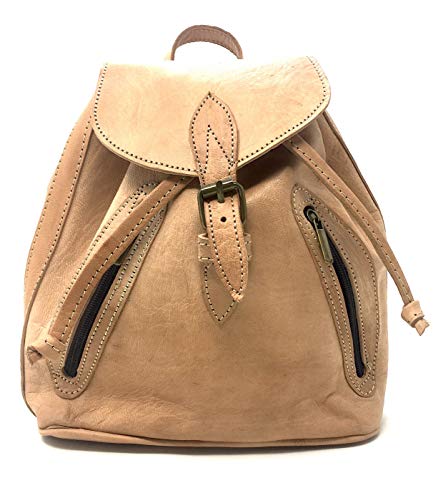 bagusto Mochila de Cuero marrón Claro Mochila para niños Mochila Escolar Bolsa de Asas Señoras Niños Hombres Noble Cover