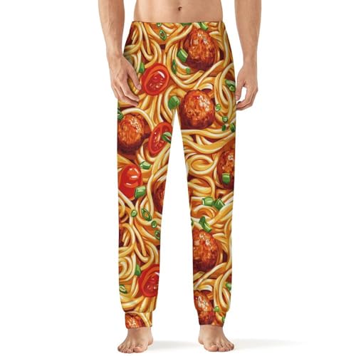 Italian Spaghetti Food Print Pasta Men's Pajamas Pants Lightweight Sleep Lounge Pant Pjs Bottoms Casual Sleepwear
