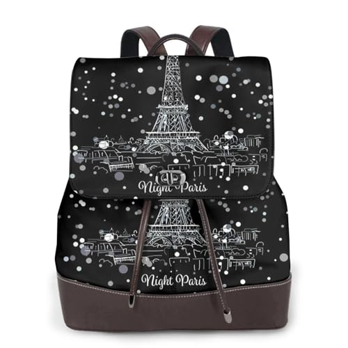 Sac à dos en cuir Tour Eiffel de nuit Paris pour femme