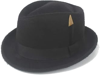 Hipster 2019 Fedora Hat Fashion Felt Wool Black Feather Ladies Hat Men's Panama Jazz Hat Gangster Hat (Color : Black, Size : 56-58cm)