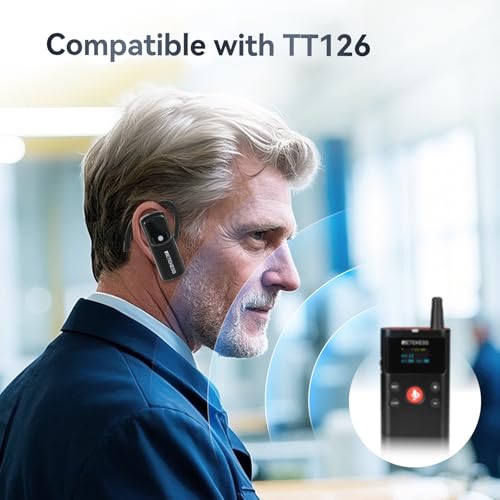Receptor del sistema de guía turística inalámbrico Retekess TT126, dispositivo de comunicación para escuela, iglesia, fábrica, 150m, universal para oreja izquierda y derecha, tecnología digital, 1 paquete miniatura 6