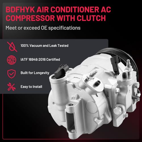 BDFHYK 198358 Air Conditioning A/C Compressor with Clutch Compatible with Ford Explorer Flex 3.5L 13-18, Police Interceptor Sedan/Utility 13-18 3.5L 3.7L, Compatible with Lincoln MKT MKS MKZ 23-18