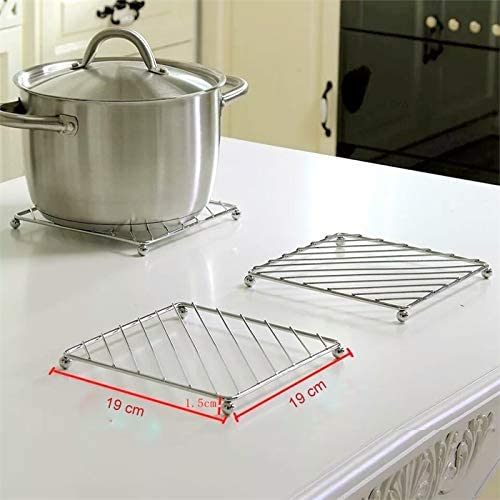 Image of Xmart India Square Stainless Steel Kitchen Hot Mat - Medium Size Hot Utensil Stand, Hot Pot Stand, Heat-Resistant Hot Mat for Dining Table & Kitchen (2 Pcs)