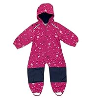 G5 APPAREL Kids Waterproof Softshell Fleece Lined Puddle All In One Rain Suit Overall (Pink, 6_months)