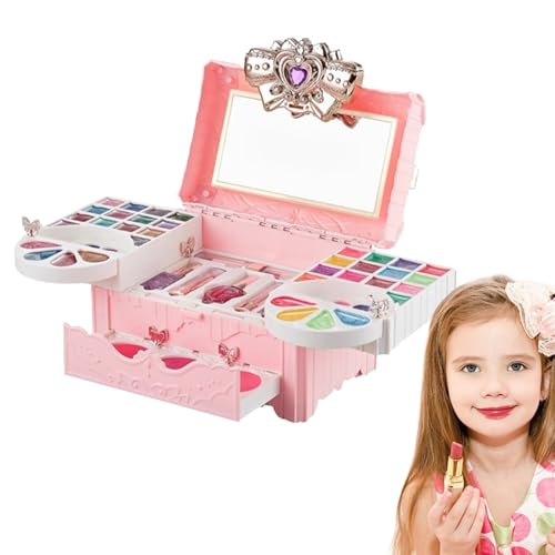 Kit de maquillaje infantil, juego de imitación de esmalte de uñas y brillo de labios juguete con de almacenamiento | Cosméticos de maquillaje para niñas | para juego de belleza regalo de Navidad