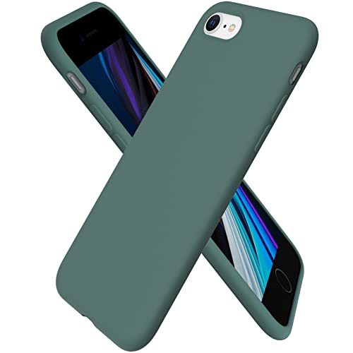 ORNARTO Funda para iPhone SE 3 2022 5G Silicone Case, Protección de Cuerpo Completo,iPhone 7/8 Carcasa de Silicona Líquida Suave Antichoque para SE(2022)/SE(2020) 4,7 Verde Pino