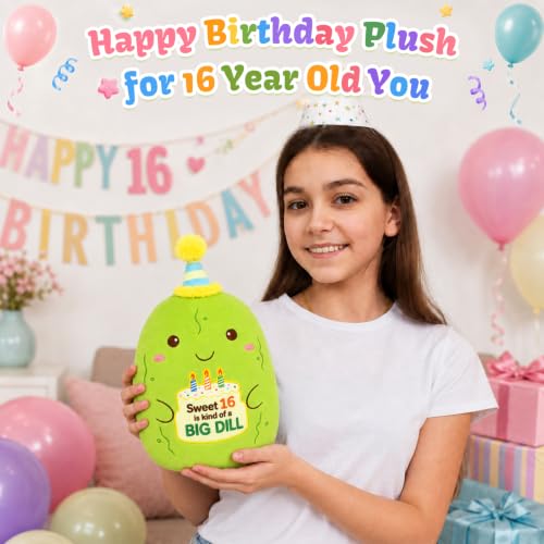 Image of Sweet 16 Pickle Birthday Stuffed Animal,Sweet 16 Gifts for Kids