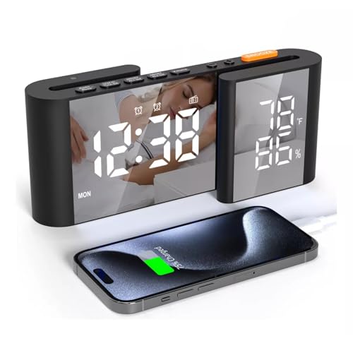 Lista de Relojes de escritorio - solo los mejores. 42 FINYQBET Radio Reloj Despertador Digital, Doble Pantalla S-Type, Alarma Dual, Pantalla de Temperatura y Humedad, Radio FM, Ajuste de Volumen y Brillo, Ideal para Oficina y Hogar...