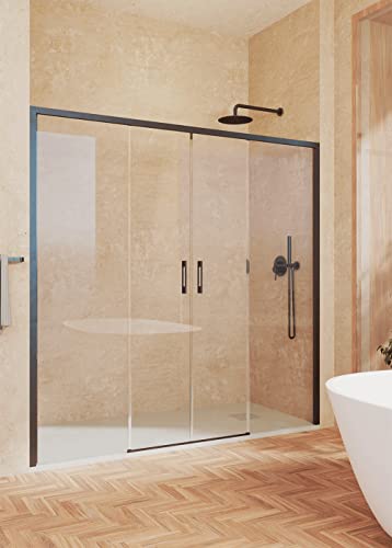 Mampara Fija Ducha Negra Sin Perfil Inferior Marca SOULBATH