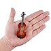 Dselvgvu Wooden Miniature Violin with Stand, Bow and Case Mini Musical Instrument Violin Replica Collectible Figurines Dollhouse Accessories Model Home Decoration Display Ornament (3.94
