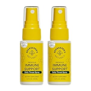 Beekeeper’s Naturals Propolis Throat Spray, Natural Immune Support & Sore Throat Relief – Antioxidants, Keto, Paleo, Gluten-Free, 1.0 oz (Pack of 2)