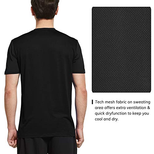 Ogeenier Men's Quick Dry Short Sleeve Athletic T-Shirt Mesh Running Workout Shirts,Black,XXL
