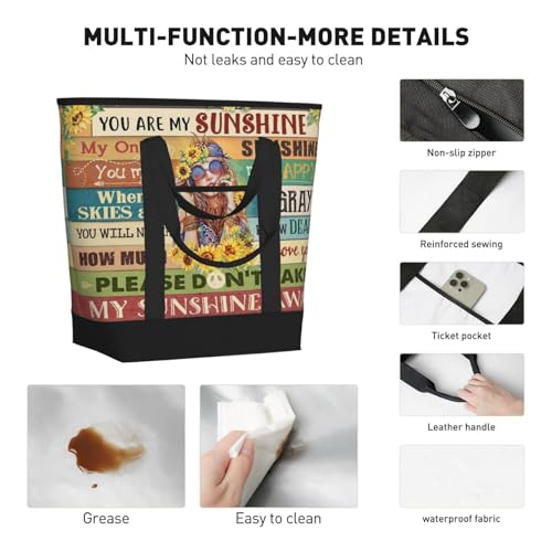 Hippie Sunflower You Are My Sunshine Premium Insulated Tote Bag – Heavy-Duty Handles, Perfect For Supermarket Trips, Picnics & Daily Commute4