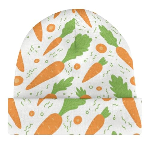 Watercolor Carrots Pattern Kids Beanie Hat for for Girls Boys Children Cap Winter Knitted Chemo Cancer Headwear Accessories Gifts Decoration Black4