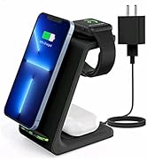 Carregador sem fio Sunffice, 3 em 1, estação de carregamento Qi rápido sem fio, suporte para iPhone 14/13/12...
