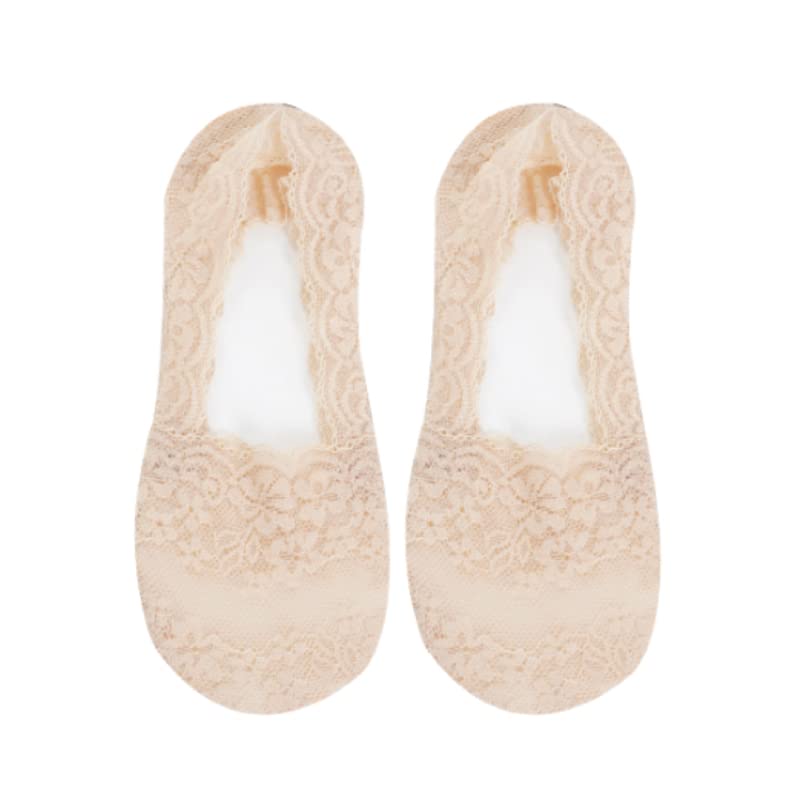Calcetines Invisibles de algodón con Encaje for Mujer, Calcetines Cortos de Verano de Color sólido, Calcetines calados Finos al Tobillo a la Moda (Color : 1 Pair Skin, Size : Einheitsgr��e)