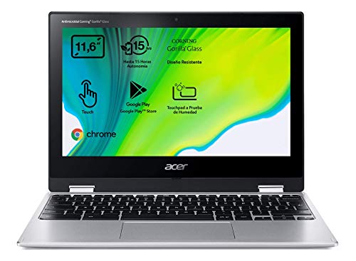 Acer Chromebook Spin 311 - Portátil Táctil convertible 11.6' HD (Procesador MTK MT8183, 4GB RAM, 32GB eMMc, Mali-G72 MP3 Graphics, Chrome OS), Teclado QWERTY Español, Color Plata