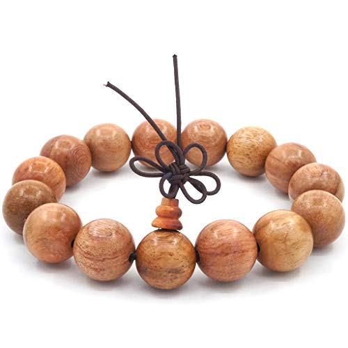 Thajaling Bracelet tibétain en Mala Bouddha Bouddha méditation 15mm Grand Collier en Bois Naturel Perle Home