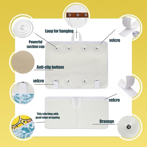 Image of Bath Kneeler -8 Suction Cups & 2 inch Thicker Padding.Certified Bath Kneeling Pad for Bath Tub & 5 Bath Toy Organizer. Fast Dry Bath Kneeler and Elbow Rest Pad Set. Baby Bath Essentials by Supa Ant-Duck