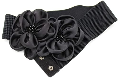 ALAIX Women's Wide Belt Stretchy Chunky Waist Belt Dress Belts Big Flower Cinch Belts Elastic Belts for Women3