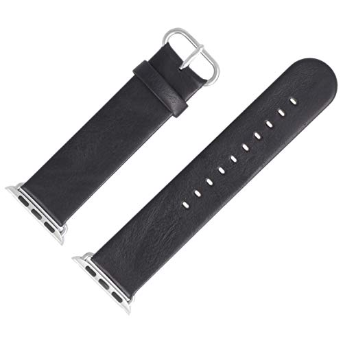 Uhrenarmband Für Apple Watch 38mm Leder Glatt Schwarz Series 1 2 3 4