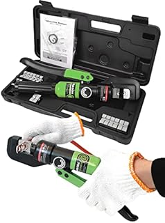 AMZCNC 10 Tons Hydraulic Wire Battery Cable Lug Terminal Crimper Crimping Tool With 9 Pairs of Dies