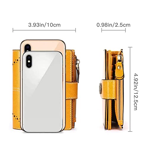 Women's Genuine Leather Wallet, Stylish Small and Simple Short Bifold Coin Purse (Brown)2