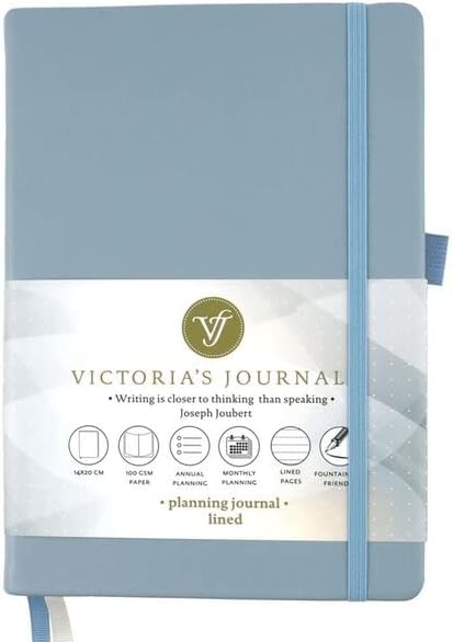 Victoria's Journals Venzi Sert Kapak Planlayıcı Defter 14x20 cm 100gr. Krem 96 Yaprak Mavi Çizgili