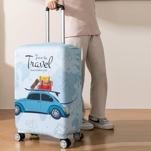 Image of HOKIPO Suitcase Covers for Trolley Suitcase, 220gsm Durable and Washable, Medium (21-22inch) - Road Trip (AR-6344-D13)