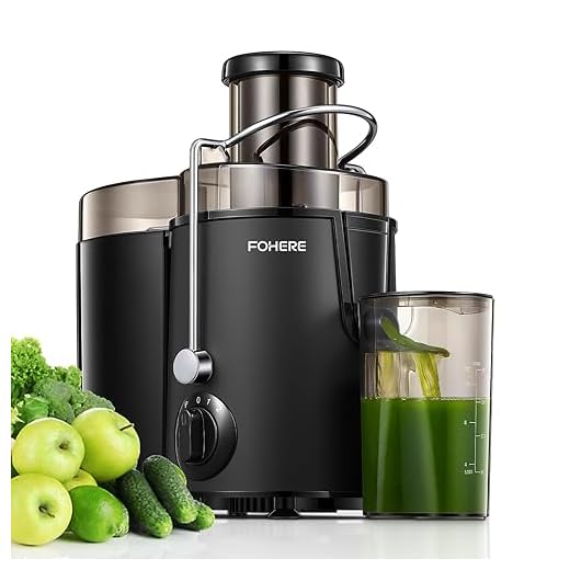 Juicer Machines, FOHERE Centrifugal Juicer Extractor Max Power 900W,Large 3” Feed Chute for Whole Fruit and Vegetables,3 Speed Control, 400w Motor,Cleaning Brush and Recipe Included (Black)