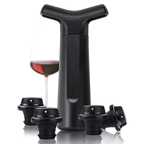 Wine Stopper, Reusable Wine Bottle Stopper, Wine Stoppers For Wine Bottles To Keep The Fresh ( Acrylic Wine Saver Pump + 4 Food Grade Silicone Wine Stoppers ) #TOP6