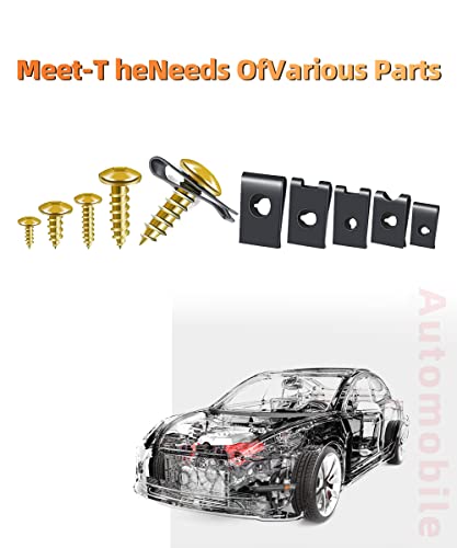 170Pcs U-Clip Screw Kit,Car U Clip With Screw,Auto Car U Nuts With Self Tapping Screw Spire U Clips Car Fastener Clips Set,Car Interior Assortment Kit For For Dash Door Panel Interior Trim Panels #TOP4