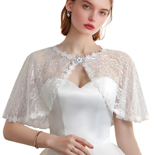 Lace Shawl Wraps For Women Formal, Bolero Shrugs Shoulder Cover For Evening Dresses Formal, Wedding Bridal Cape Chiffon Scarf